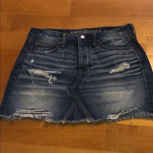 american eagle ripped jean skirt